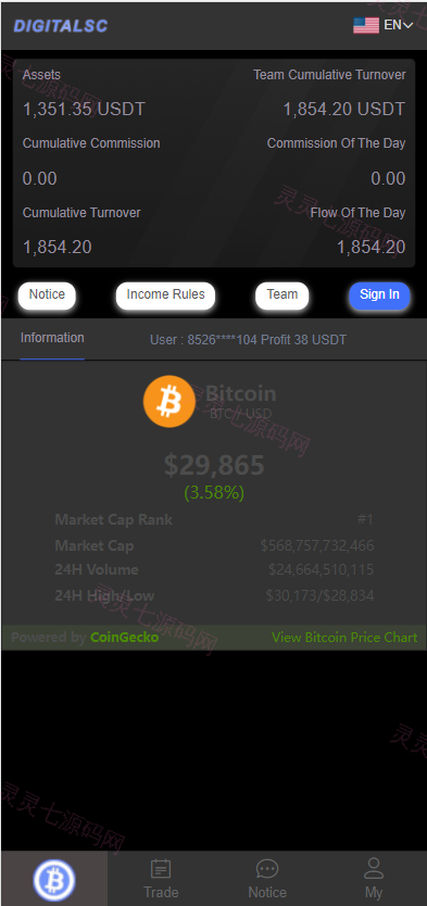 开源版黑色UI游戏竞猜系统/虚拟币大小单双竞猜下注/USDT充值 - 1