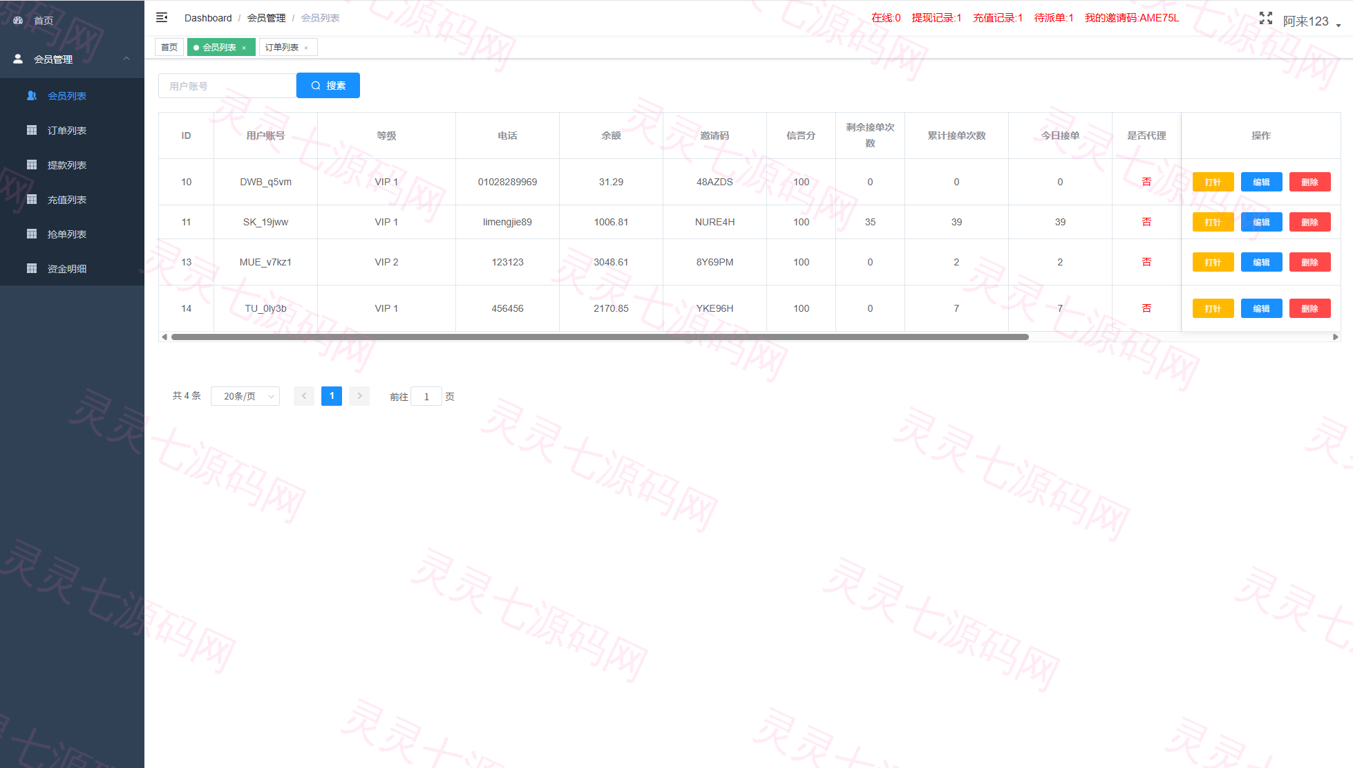 韩国抢单刷单系统/多语言刷单商城/打针/信用分/代理后台 - 10