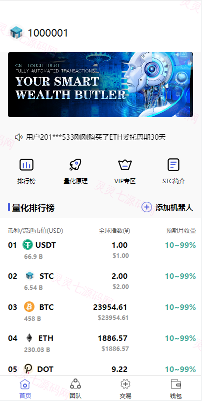 全新量化机器人/区块链投资系统/量化交易源码/前端uinapp - 2