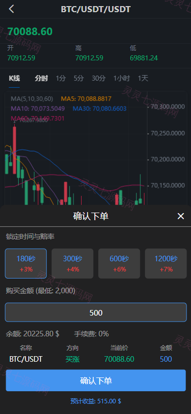 多语言秒合约交易/虚拟币微交易时间盘/实名认证/在线客服 - 5