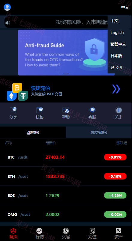海外多语言微交易系统/虚拟币微盘源码/伪交易所源码 - 2