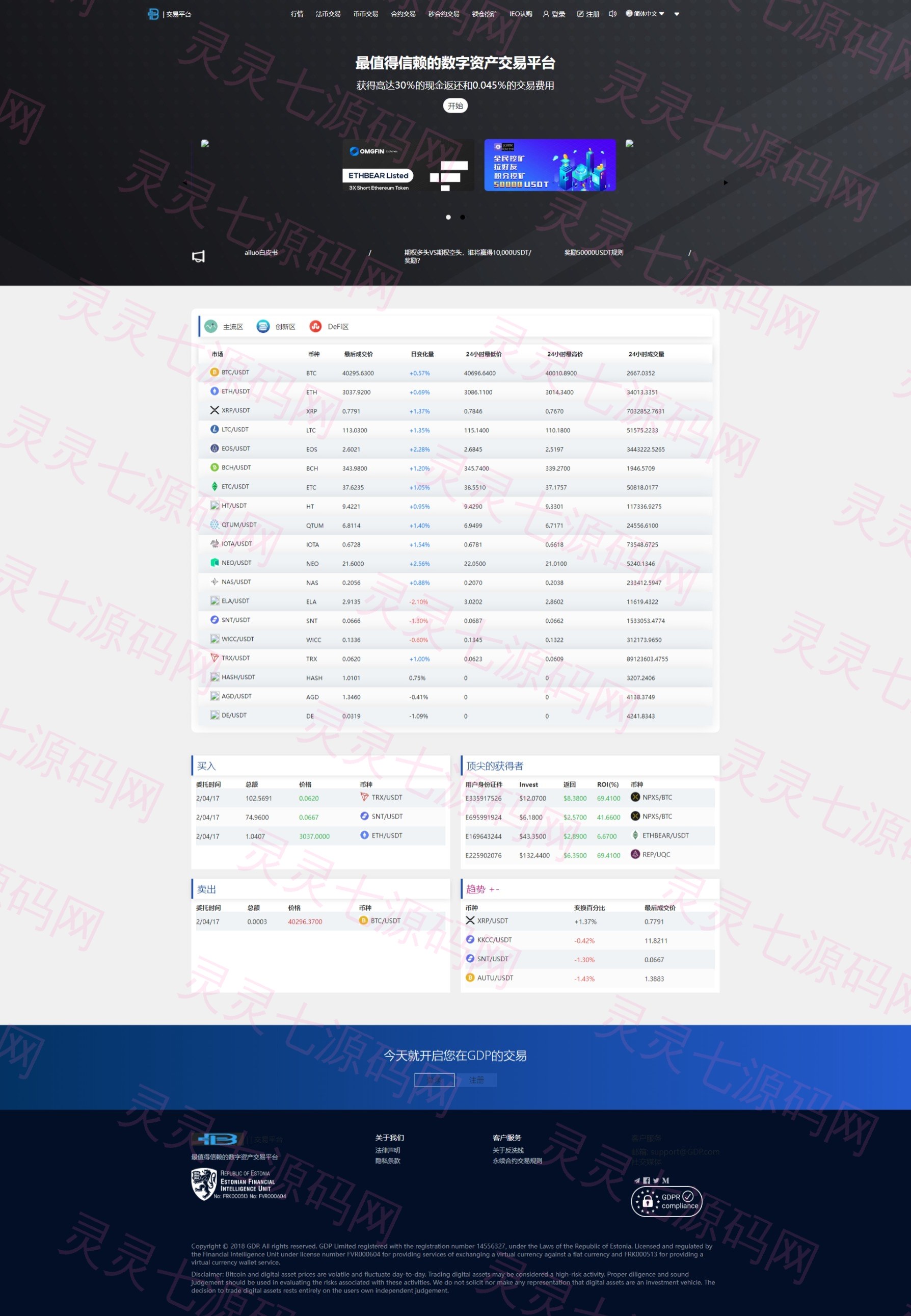 秒合约多语言交易所/锁仓挖矿/IEO认购/币币交易/法币交易/杠杆交易 - 1