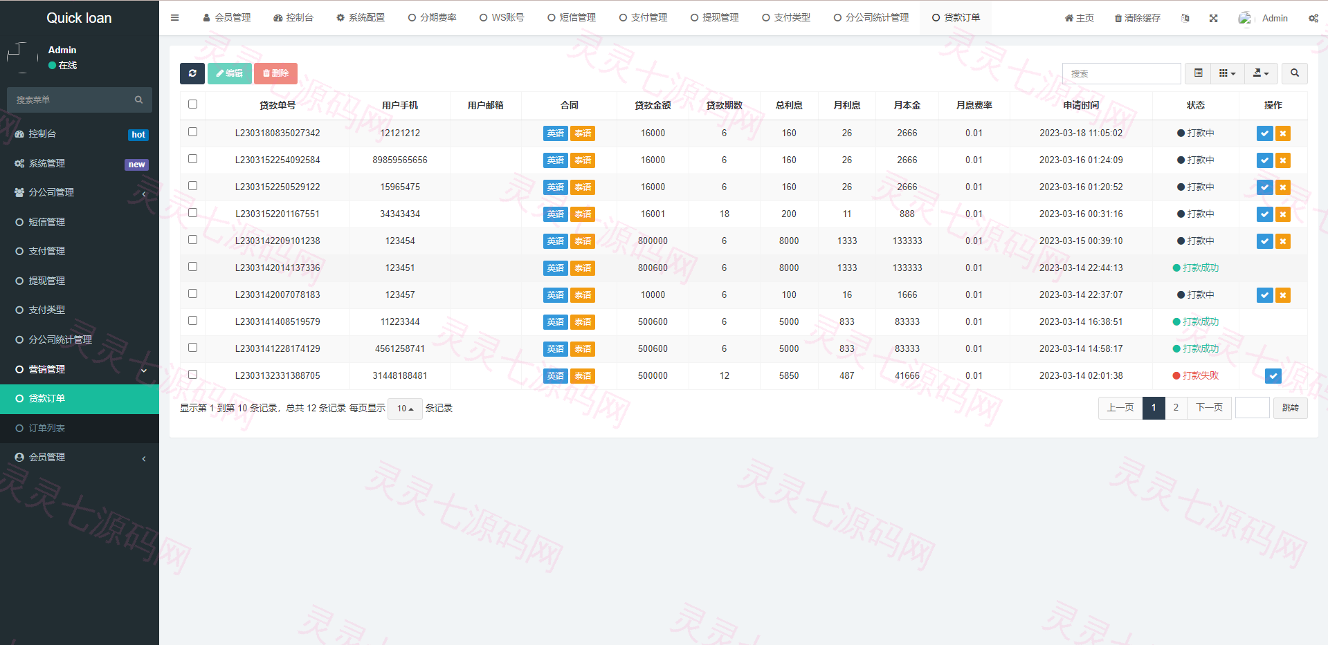 新版海外小额贷款系统/套路贷系统/海外合同贷款源码 - 17