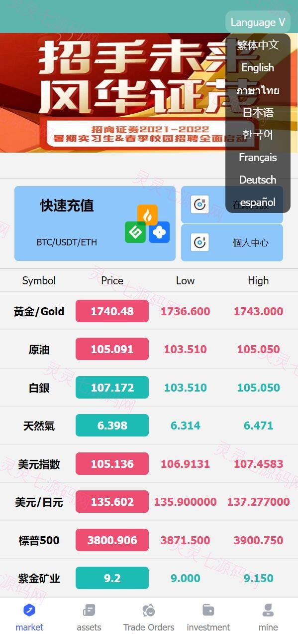 全新优化版八国语言微盘系统/外汇微交易系统/投资理财源码 - 2