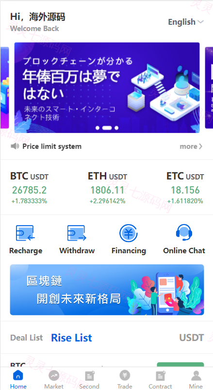 多语言区块链交易所/币币合约秒合约交易/质押理财 - 1